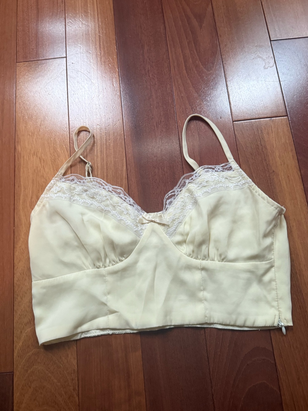 Princess Polly Butter Yellow Lace-Trim Cropped Cami Top